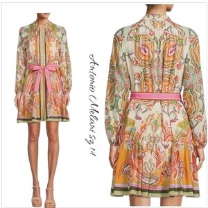 NWT Antonio Melani scarf floral border Sheath Mini dress Sz 14